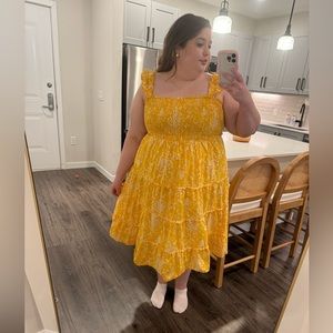 Torrid yellow sun dress size 2X with white flowers